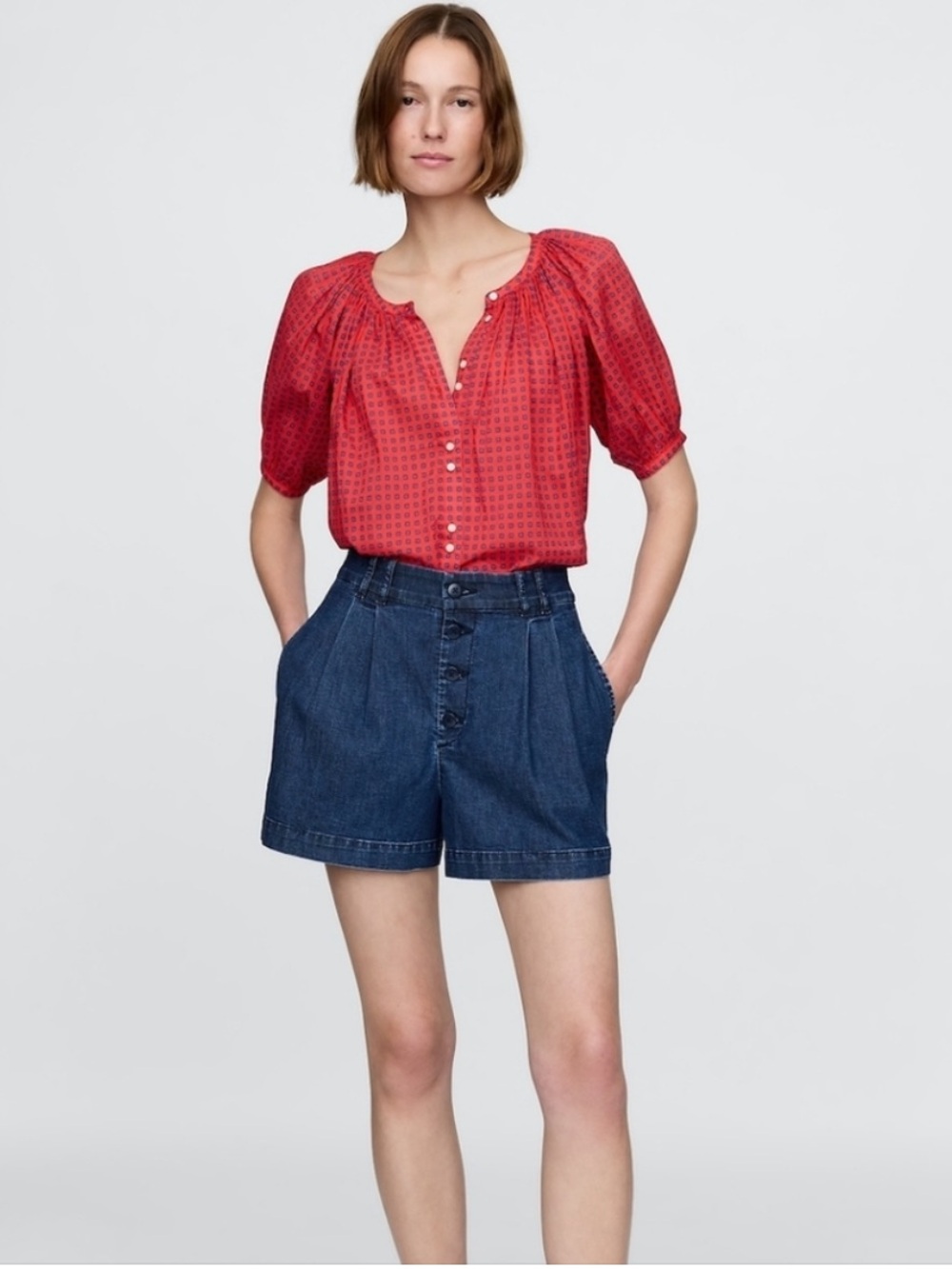 Gap × DÔEN High Rise Pleated Denim Trouser Shorts - Size 12 / 31. NWOT